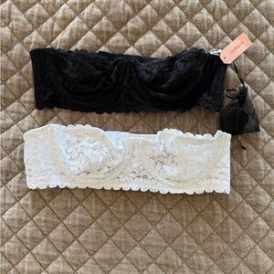 Dobreva NWT Black and White Lace Strapless Bras, 34A